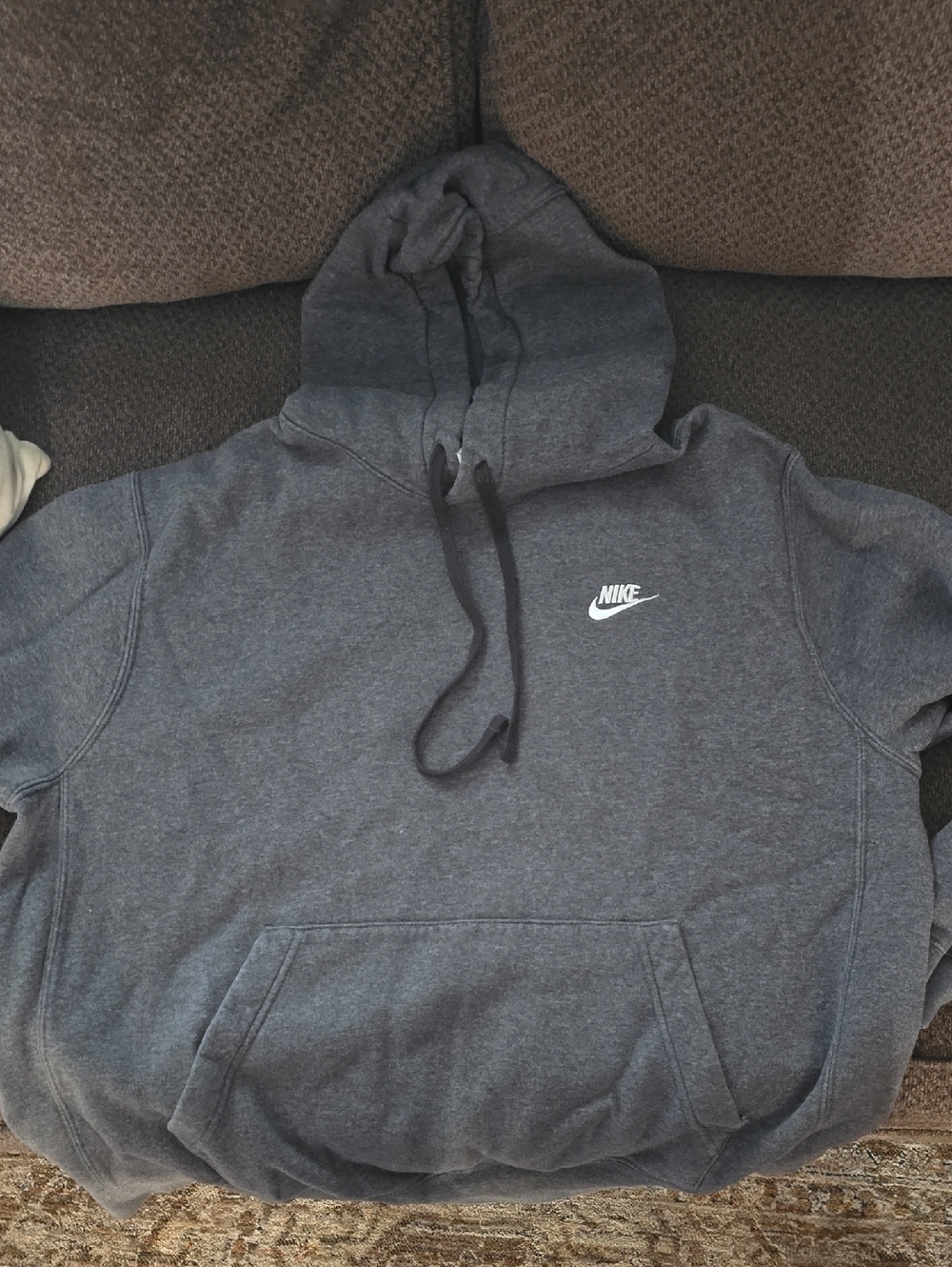 Nike Dark Gray Pullover Hoodie with White Swoosh